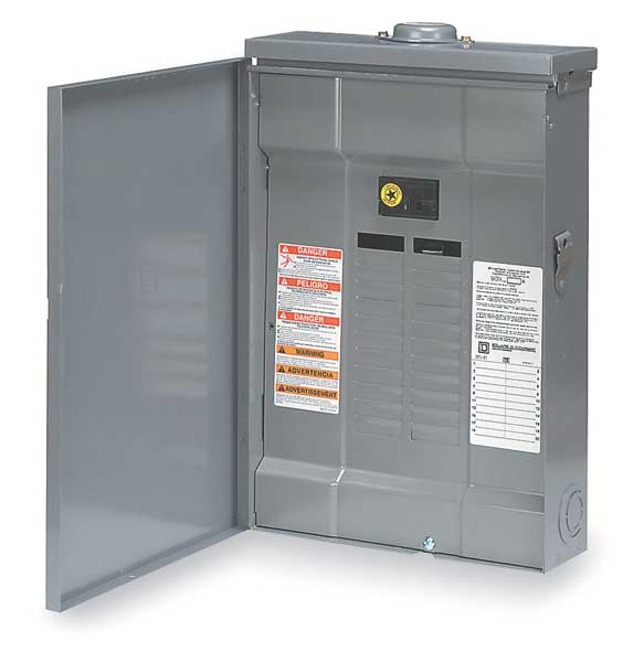 Square D Load Center, QO, 6 Spaces, 125A, 120/240V AC, Convertible, Main Circuit Breaker, 1 Phase QO1612M125FTRB