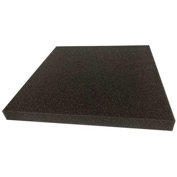 Zoro Select Foam Sheet, Open Cell, 12 in W, 12 in L, 1 1/2 in Thick, Charcoal ZUSA-PU-111