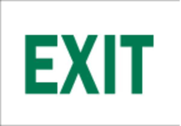 Brady Exit Sign, 7X10", GRN/WHT, Exit, ENG, Text 22491