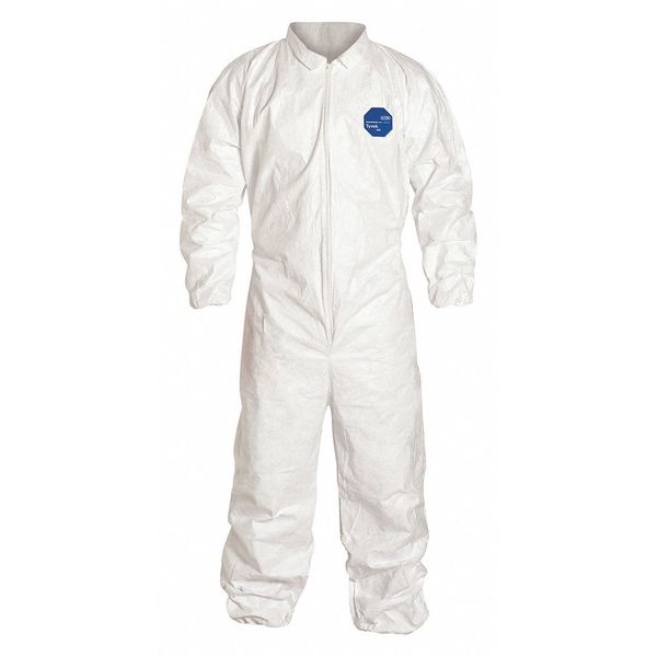Dupont Collared Disposable Coveralls, White, Tyvek(R) 400, Zipper TY125SWH2X0025VP
