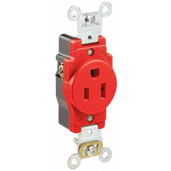 Leviton Receptacle, 15 A Amps, 125VAC, Single Outlet, 5-15R, Red 5261-R