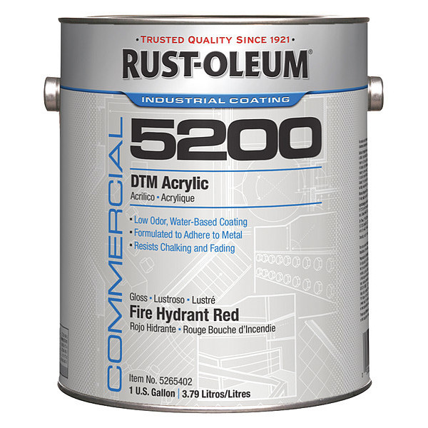 Rust-Oleum Interior/Exterior Paint, Glossy, Water Base, Fire Hydrant Red, 1 gal 5265402