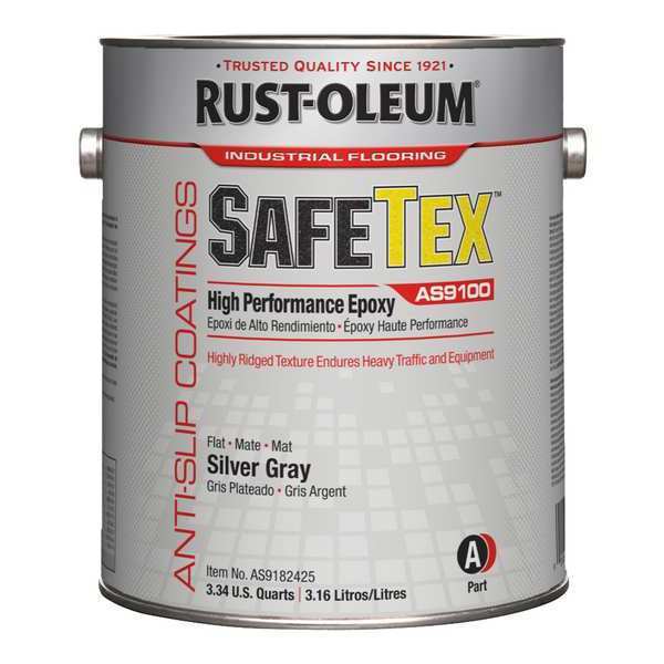 Rust-Oleum 1 gal Anti-Slip Floor Coating, Flat Finish, Silver Gray, Solvent Base AS9182425