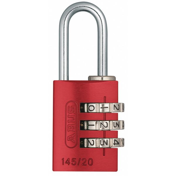 Abus Combination Padlock, Side, Red 145/20 Red