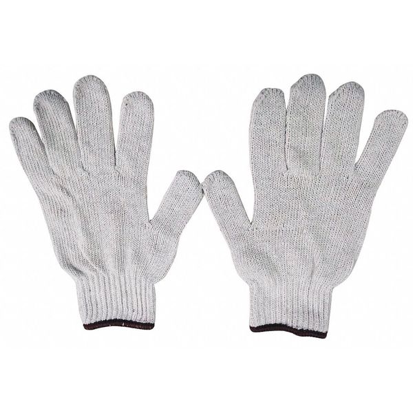 Condor String Knit Gloves, Heavyweight, Polyester/Cotton, White, Large 5JK52