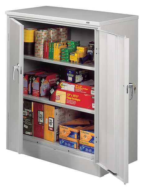 Tennsco 22 ga. Carbon Steel Storage Cabinet, 36 in W, 42 in H, Stationary 4218DLX-LGY