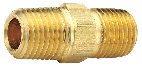 Parker Brass Hex Nipple, MNPT, 3/8" Pipe Size L216P-6