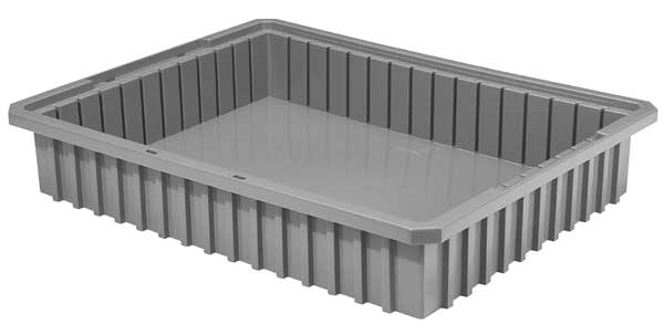 Akro-Mils Divider Box, Gray, Industrial Grade Polymer, 22 3/8 in L, 17 3/8 in W, 4 in H 33224GREY