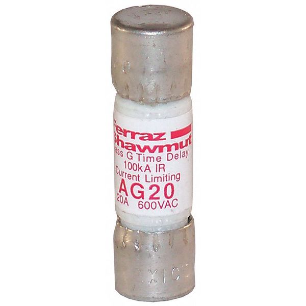 Mersen Fuse, G Class, AG Series, Time Delay, 20 A, 600V AC, Nonindicating AG20