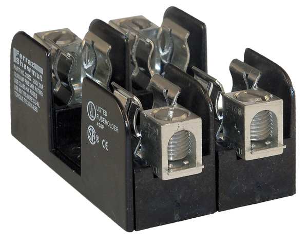 Mersen Open Fuse Block, H; K5 UL Class, 2 Poles, 30A Amp Range, 250V AC/DC Volt Rating 20357