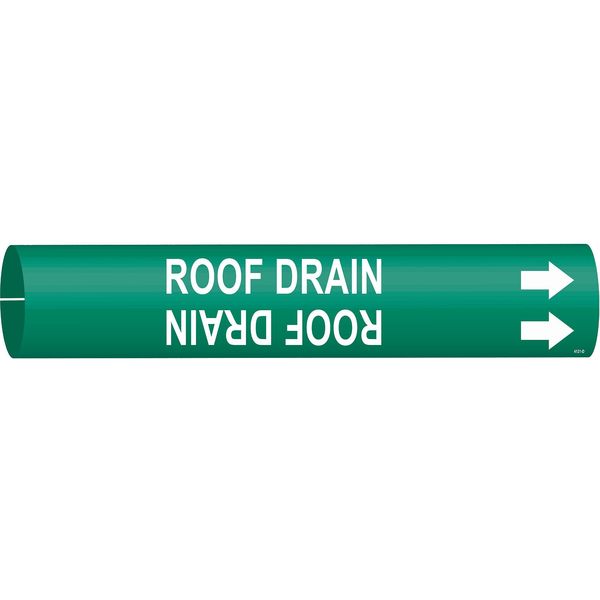 Brady Pipe Marker, Roof Drain, Green, 4 to 6 In 4121-D