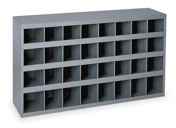 Durham Mfg Prime Cold Rolled Steel Pigeonhole Bin Unit, 12 in D x 19 1/4 in H x 33 3/4 in W, 4 Shelves, Gray 357-95