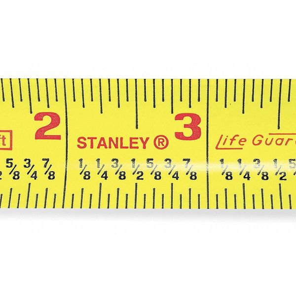 Stanley 25 ft Tape Measure, 1 in Blade, Fractional, Stud Markings, True-Zero Hook, ABS Plastic Case, Yellow 30-454