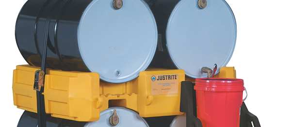 Justrite Double Drum Stack Module, Yellow, Polyethylene 28668