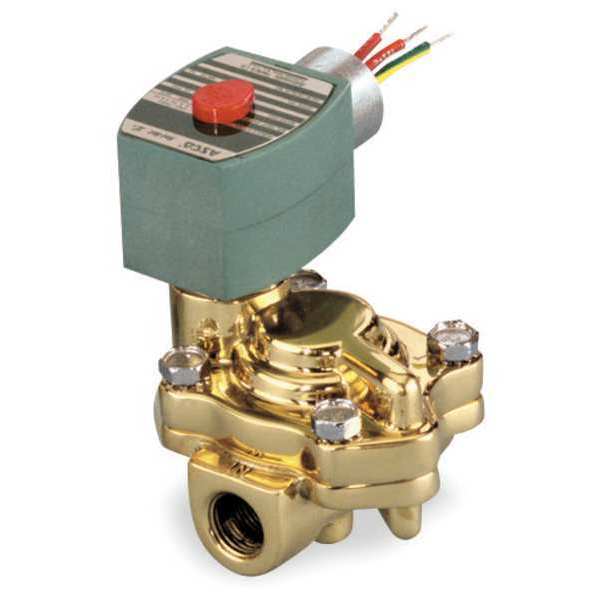 Redhat 120V AC Brass Hot Water Solenoid Valve, Normally Closed, 3/4 in Pipe Size 8221G005HW