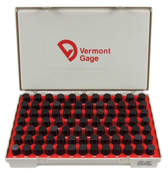 Vermont Gage Pin Gage Set, Minus, 0.833-0.916 In, Black 901200900