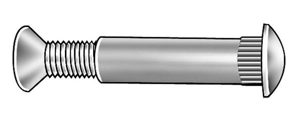 Zoro Select Arch Barrel, 1/4"-20, 2 1/16 in Brl Lg, 3/8 in Brl Dia, 18-8 Stainless Steel Plain Z5325