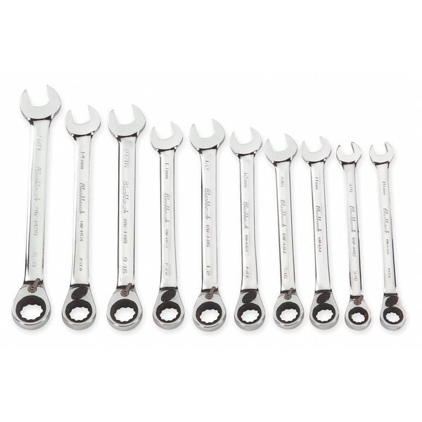 Blackhawk By Proto Ratcheting Wrench Set, SAE & Metric, 10 PC 97155