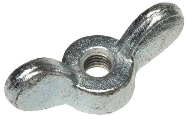 Zoro Select Wing Nut, 1/2"-13, Malleable Iron, Zinc Plated, 1.25 in Ht, 3 in Max Wing Span, 10 PK 0-GH-819A17-