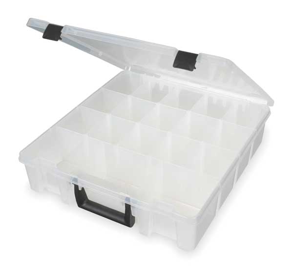 Flambeau Adjustable Compartment Box with 6 to 18 compartments, Plastic, 3 1/2 in H x 15 in W T9007
