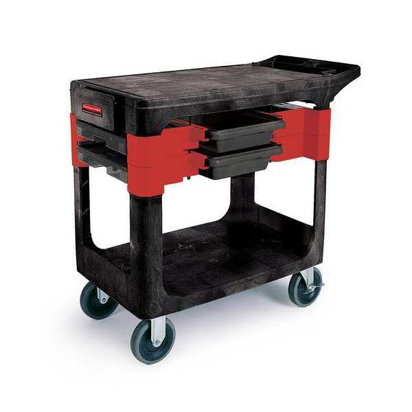 Rubbermaid Commercial Trade Cart/Service Bench, 38 In. L, Black FG618000BLA