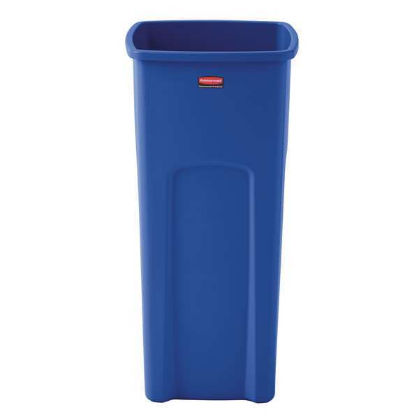 Rubbermaid Commercial 23 gal Square Recycling Bin, Open Top, Bronze Vein/Satin Brass, Plastic, 1 Openings FG356973BLUE