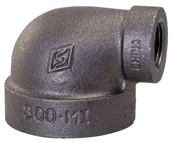 Zoro Select 1" x 3/4" Female NPT x Female NPT Malleable Iron 90 Degree Reducing Elbow Class 300 5PAU2