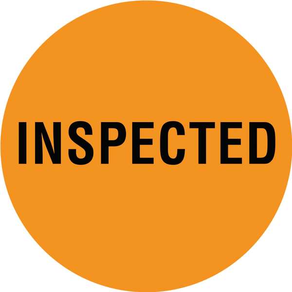 Tapecase Circle Inventory Control Label, Inspected, Orange, Pk1000 16U935