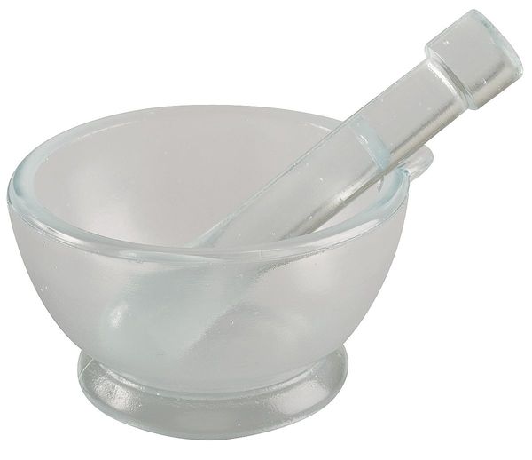 Lab Safety Supply Mortar and Pestle Set, Glass, 75mm Dia, Pk8 5PTG6