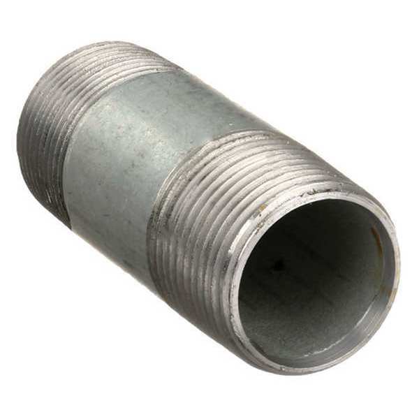 Zoro Select 1-1/4" MNPT x 7" TBE Galvanized Steel Pipe Nipple Sch 40 566-070