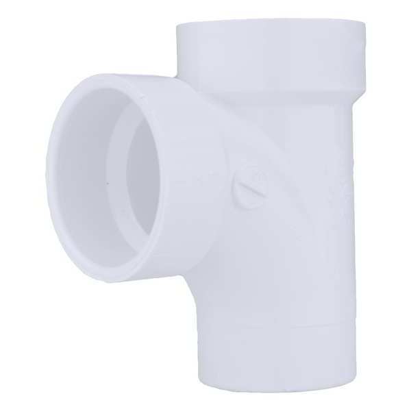 Zoro Select PVC Sanitary Street Tee, Hub x Hub x Spigot, 1-1/2 in Pipe Size 06112