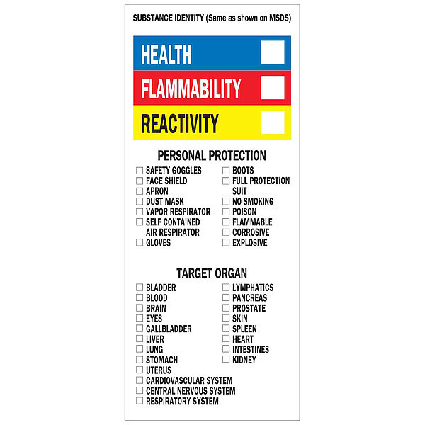 Brady NFPA Label, 8 In. H, 3 In. W, PK500 58264