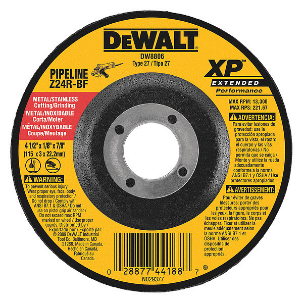 Dewalt 4-1/2" X 1/8" X 7/8" XP Grinding wheel DW8806