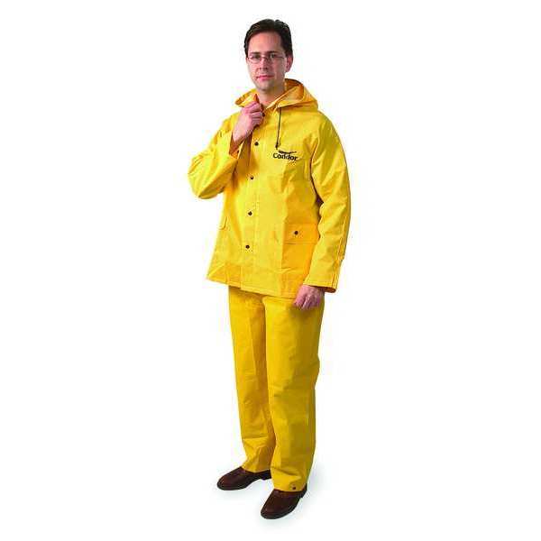 Condor 3 Piece Rainsuit w/Detach Hood, Yellow, 4XL 1FBB5