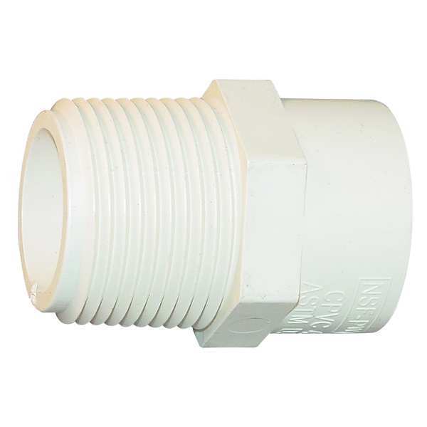 Zoro Select CPVC Male Adapter, CTS, Schedule SDR-11, 2" Pipe Size, MIP x CTS Socket Hub 4136-020