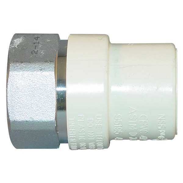 Zoro Select CPVC Transition Female Adapter, CTS, Schedule SDR-11, 1" Pipe Size, FNPT x CTS Hub 4135-010SS