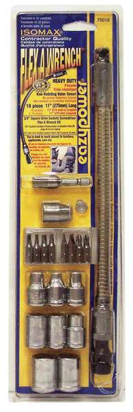 Eazypower Flex Wrench Socket Kit, Pieces 19 79016
