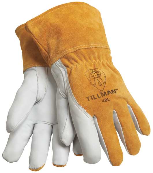 Tillman MIG/TIG Welding Gloves, XL, Straight Thumb, Gauntlet Cuff, Premium, Brown Cowhide, 1 Pair 48XL