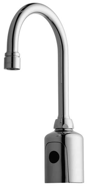 Chicago Faucet Sensor Single Hole Mount, 1 Hole Gooseneck Bathroom Faucet, Polished chrome WWG116.213.AB.1T