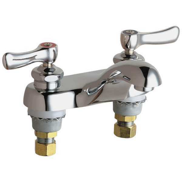 Chicago Faucet Manual 4" Mount, 2 Hole Low Arc Bathroom Faucet, Polished Chrome 802-ABCP