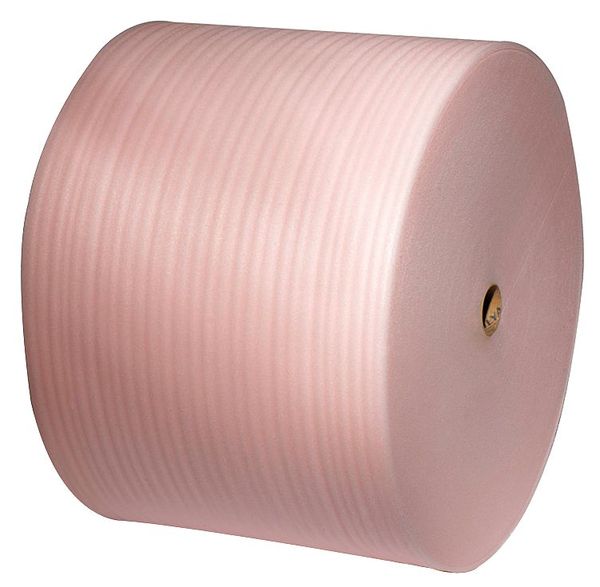 Zoro Select Anti-static Foam Roll 24" x 550 ft., Perforated, 1/8" Thickness, Pink, Pk3 5VFJ9