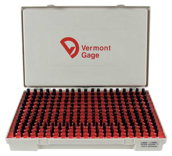 Vermont Gage Pin Gage Set, Minus, 5.00-9.98mm, Black 902200300