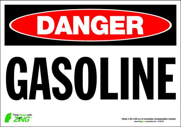 Zing Danger Sign, 7" Height, 10" Width, Polyester, Rectangle, English 1101S