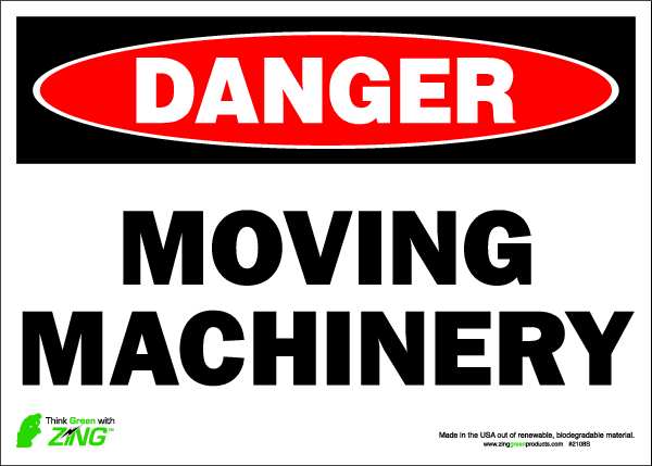 Zing Danger Sign, 10" Height, 14" Width, Polyester, Rectangle, English 2108S