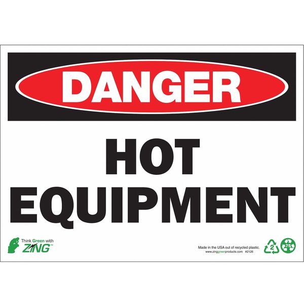 Zing Danger Sign, 10 in H, 14 in W, Aluminum, Rectangle, English, 2126A 2126A