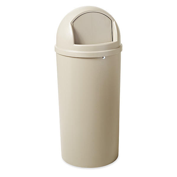 Rubbermaid Commercial 15 gal Round Trash Can, Beige, 15 1/4 in Dia, Swing, Plastic FG816088BEIG