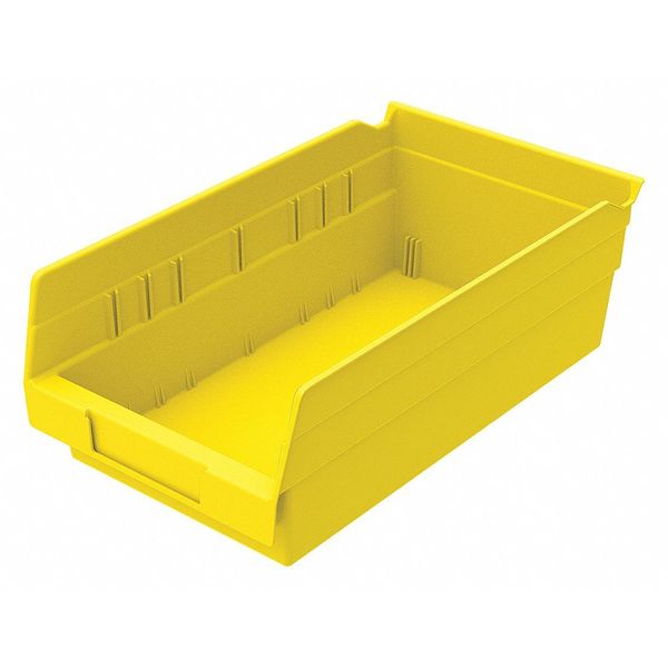 Zoro Select 15 lb Shelf Storage Bin, Plastic, 6 5/8 in W, 4 in H, 11 5/8 in L, Yellow 30130YELLOBLANK