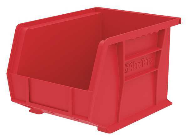 Akro-Mils 50 lb Hang & Stack Storage Bin, Plastic, 8 1/4 in W, 7 in H, 10 3/4 in L, Red 30239RED