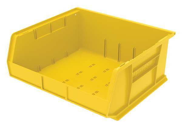 Akro-Mils 75 lb Hang & Stack Storage Bin, Plastic, 16 1/2 in W, 7 in H, 14 3/4 in L, Yellow 30250YELLO