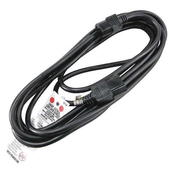 Zoro Select Power Cord, IEC C14, SJT, 15 ft., Blk, 10A, 16/3 5XFR8ID